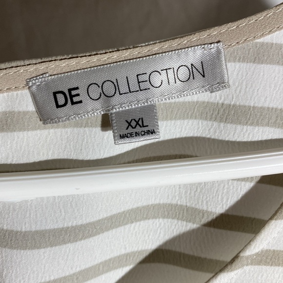 DE COLLECTION XXL TOP CREME COLOR STRIPED WITH TAUPE LIKE NÉW NON SMOKER - Picture 2 of 3